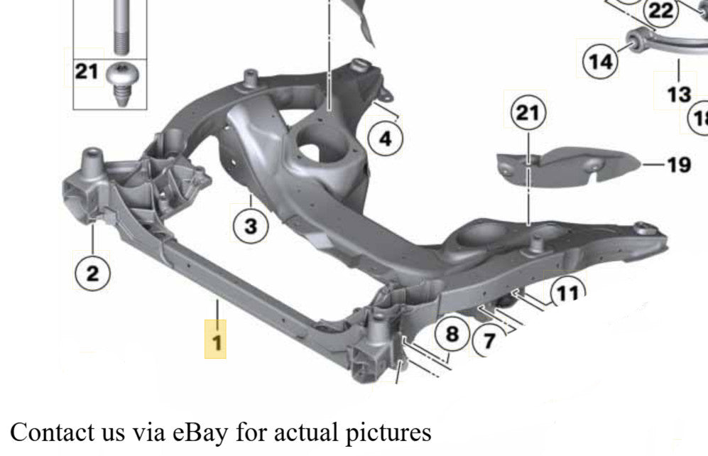 2011–2016 BMW 520i Front Axle Support Subframe Crossmember USED OEM 31116796693