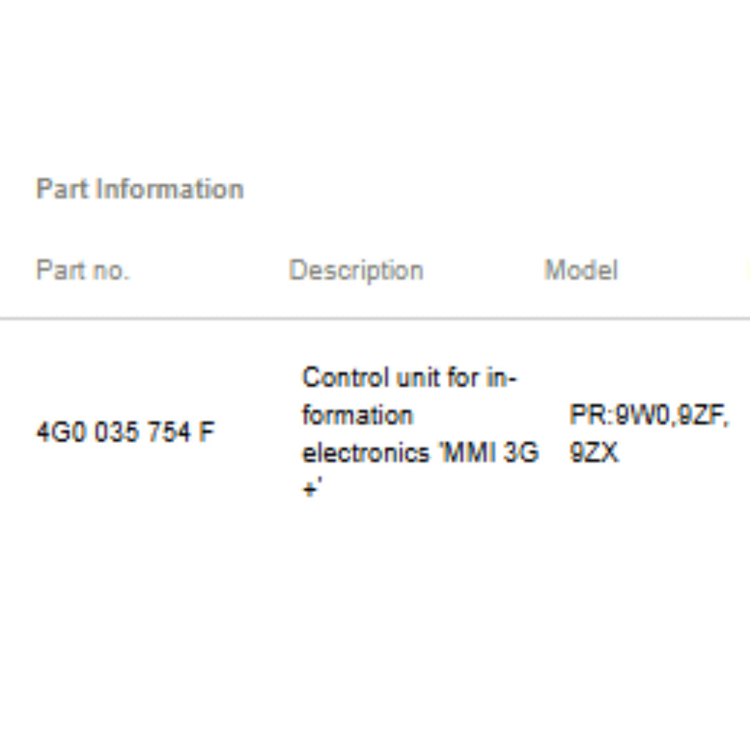 2012-2013 Audi A6 A7 MMI Control Unit Used OEM 4G0035754F