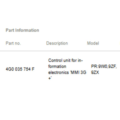 2012-2013 Audi A6 A7 MMI Control Unit Used OEM 4G0035754F