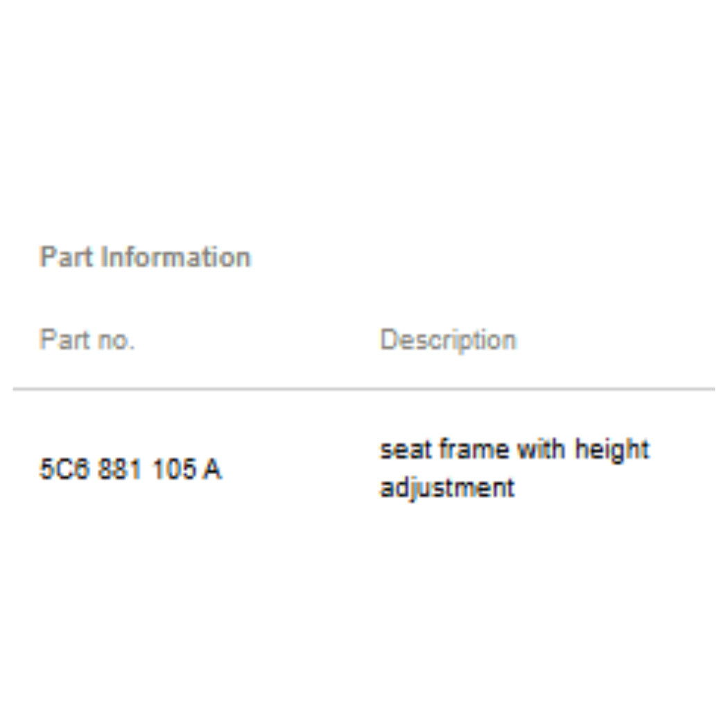 2011–2018 VW Jetta Front Seat Lower Frame Used OEM 5C6881105A