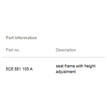 2011–2018 VW Jetta Front Seat Lower Frame Used OEM 5C6881105A
