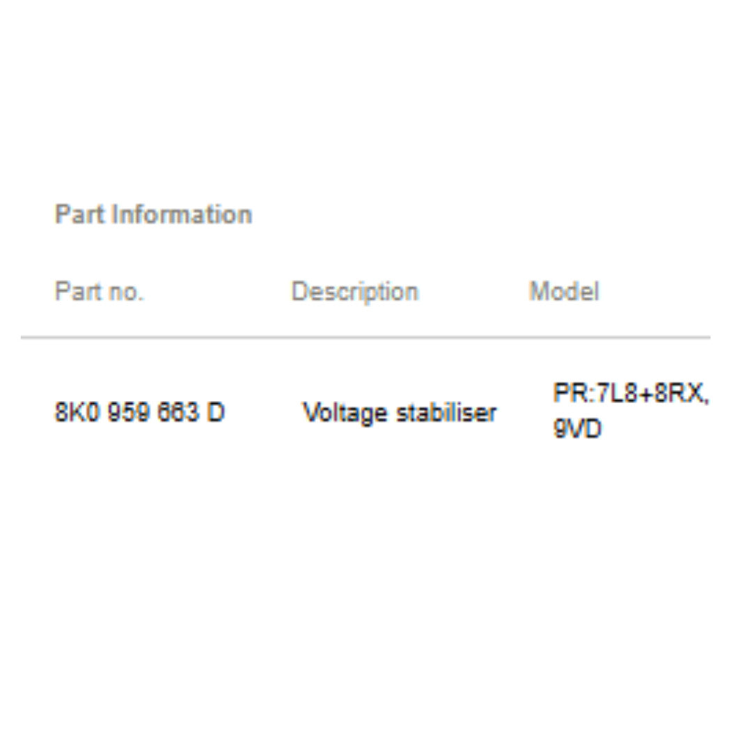2012-2018 Audi A6 Voltage Stabilizer Module Used OEM 8K0959663D