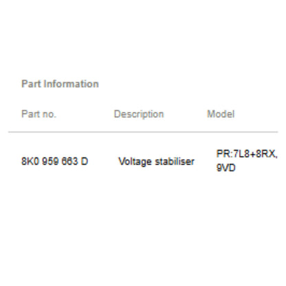 2012-2018 Audi A6 Voltage Stabilizer Module Used OEM 8K0959663D