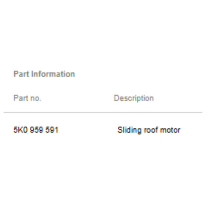 2011–2018 VW Jetta Sunroof Motor Used OEM 5K0959591