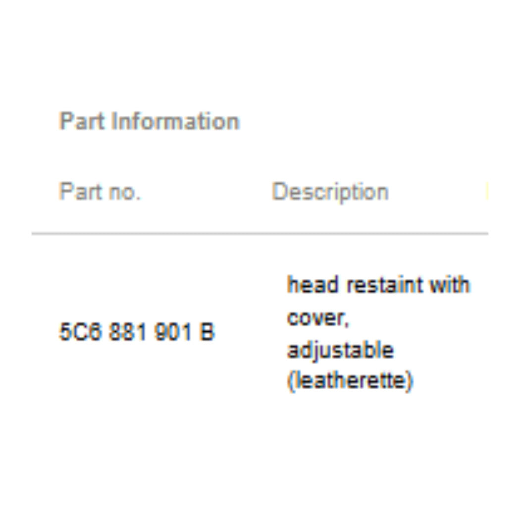 2011–2015 VW Jetta Headrest (Front/Rear) Used OEM 5C6881901B