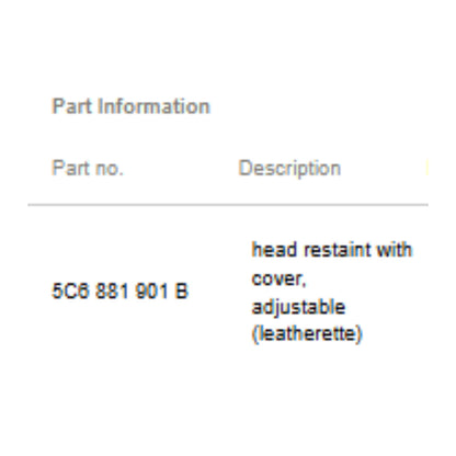 2011–2015 VW Jetta Headrest (Front/Rear) Used OEM 5C6881901B