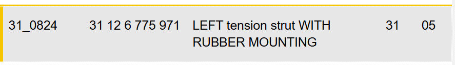 2013 BMW 520i Left Tension Strut w/ Rubber Mounting Used OEM 31126775971