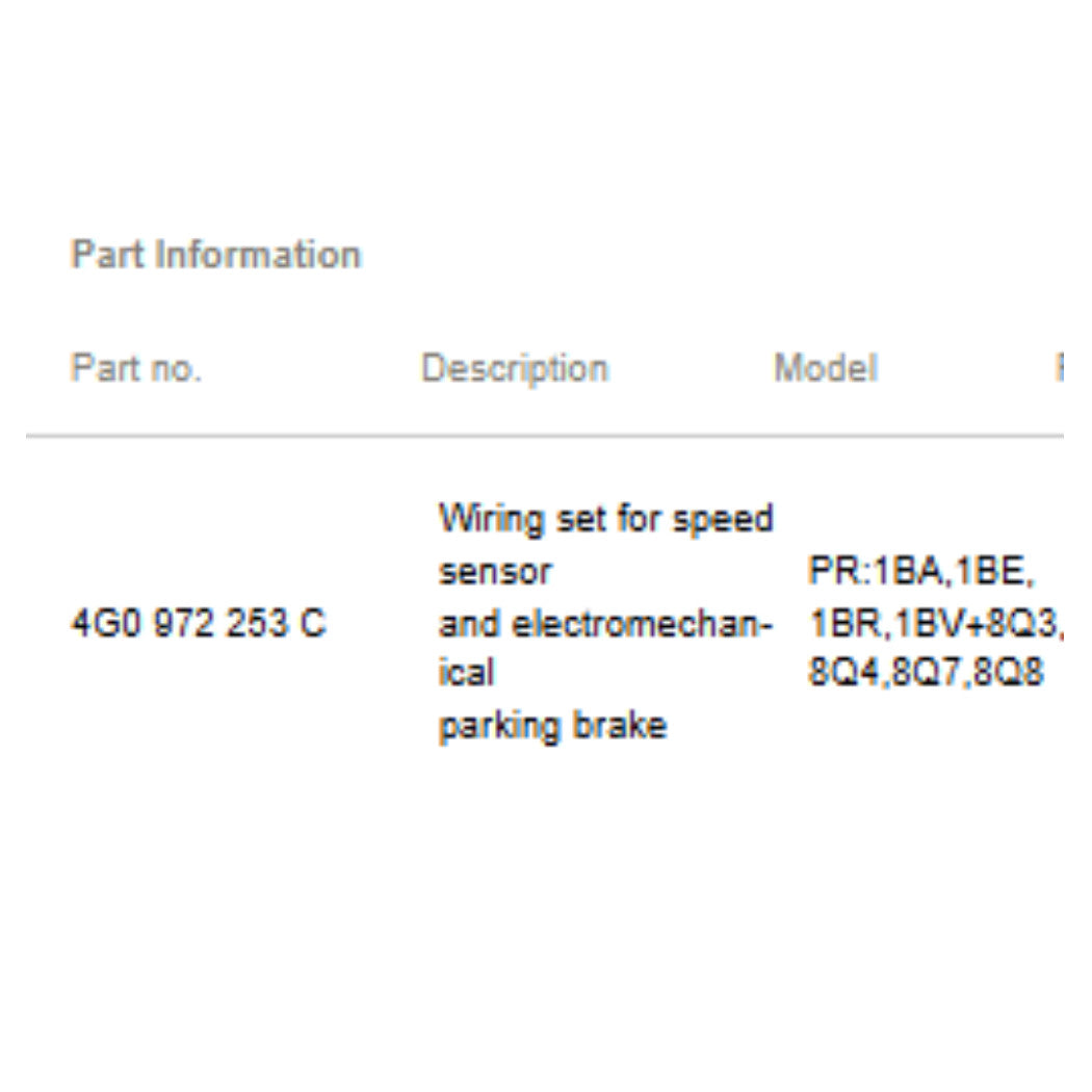 2012-2018 Audi A6/A7 ABS Speed Sensor Wiring Harness Used OEM 4G0972253C