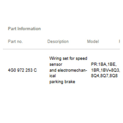 2012-2018 Audi A6/A7 ABS Speed Sensor Wiring Harness Used OEM 4G0972253C