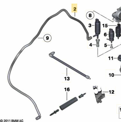 2011–2016 BMW Washer Fluid Hose Line USED OEM 61667178747