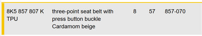 2010–2012 AUDI A4 CENTRAL REAR SEAT BELT USED OEM 8K5857807K