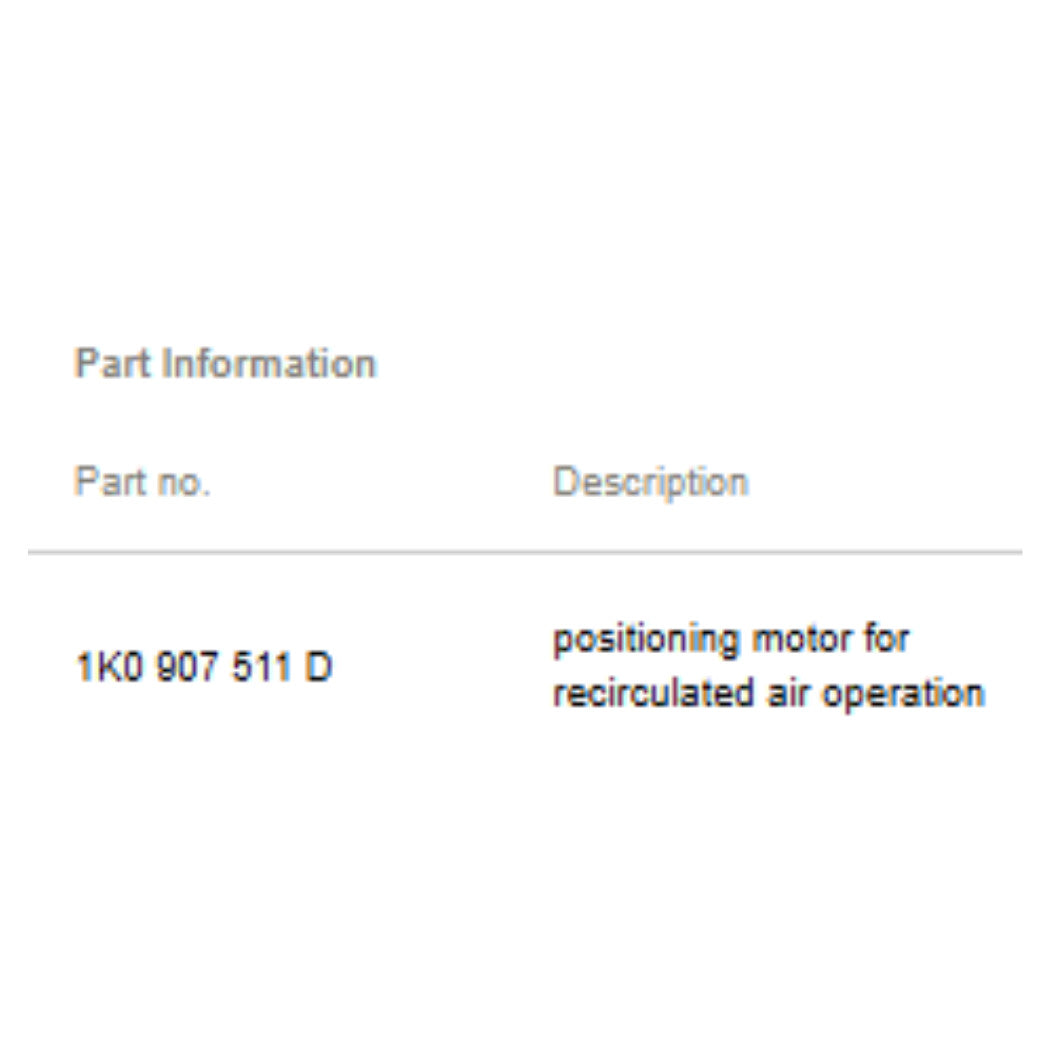 2011–2015 VW Jetta HVAC Air Door Actuator Used OEM 1K0907511D