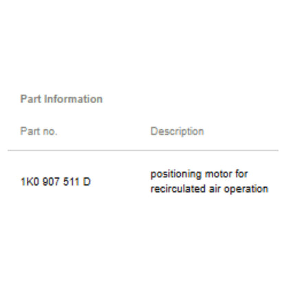 2011–2015 VW Jetta HVAC Air Door Actuator Used OEM 1K0907511D