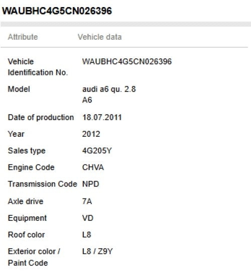 2008–2018 Audi A6 Rear Drive Axle Shaft Used OEM 0AR525356D