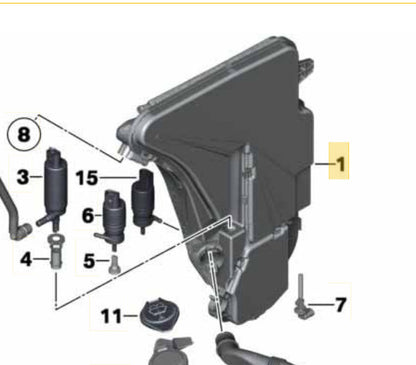 2011–2016 BMW Washer Fluid Reservoir USED OEM 61667269668