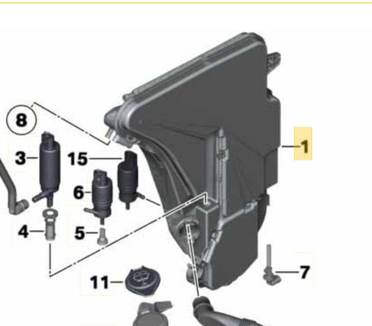 2011–2016 BMW Washer Fluid Reservoir USED OEM 61667269668