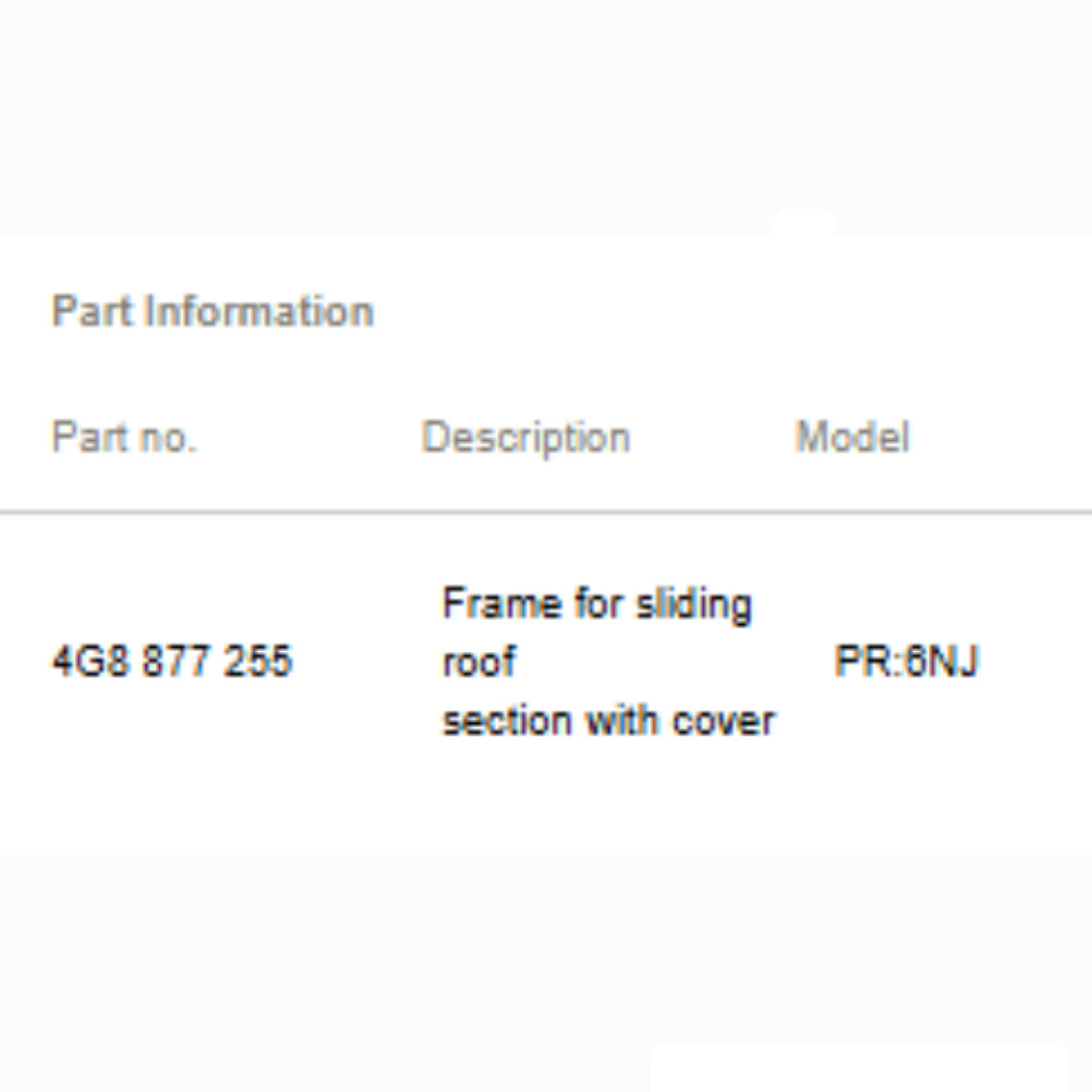2012–2018 Audi A6 Sunroof Shade / Roof Cover Used OEM 4G8877255