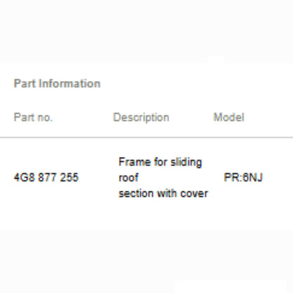 2012–2018 Audi A6 Sunroof Shade / Roof Cover Used OEM 4G8877255