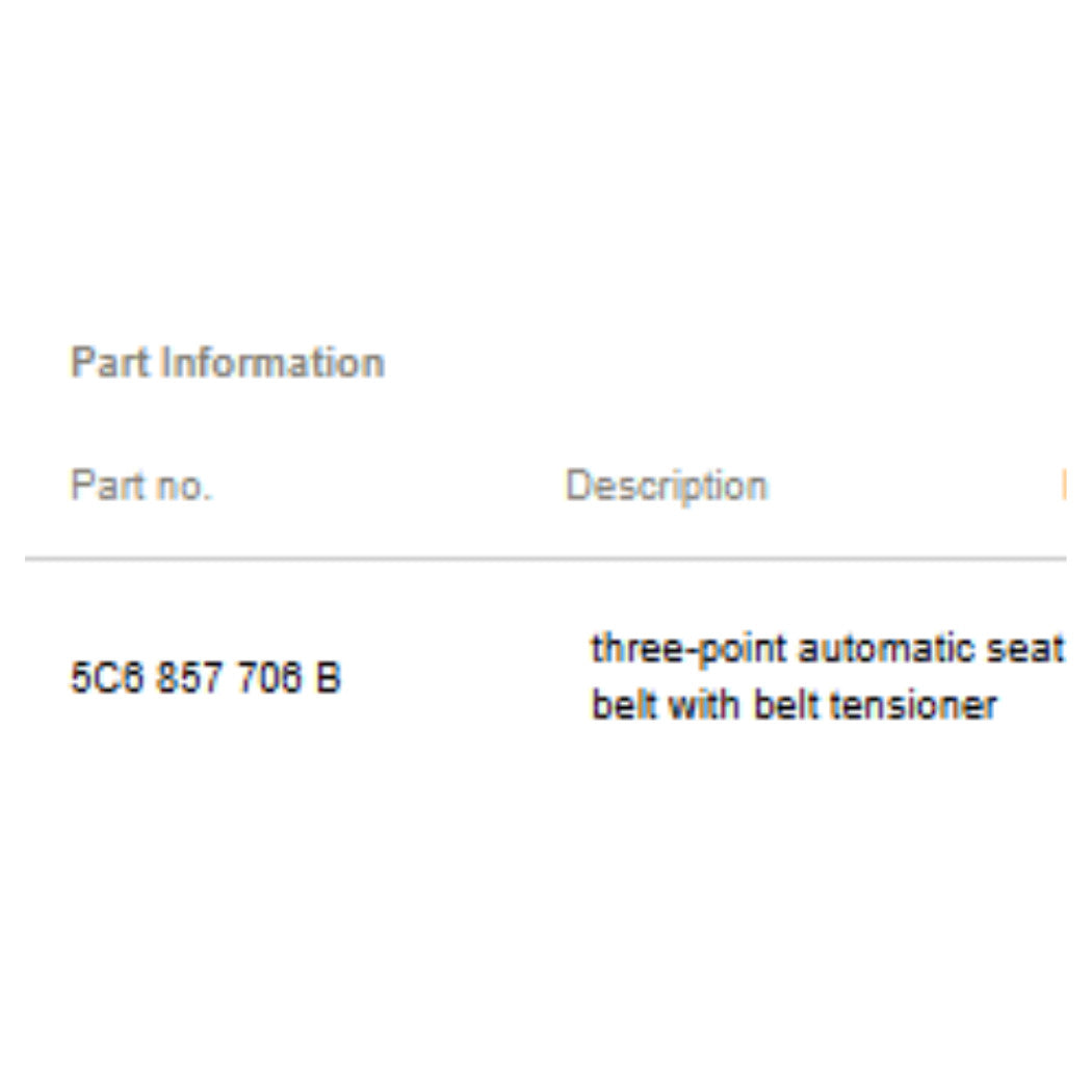 2011–2018 VW Jetta Front Right Seat Belt Assembly Used OEM 5C6857706B