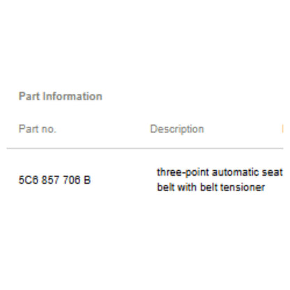 2011–2018 VW Jetta Front Right Seat Belt Assembly Used OEM 5C6857706B