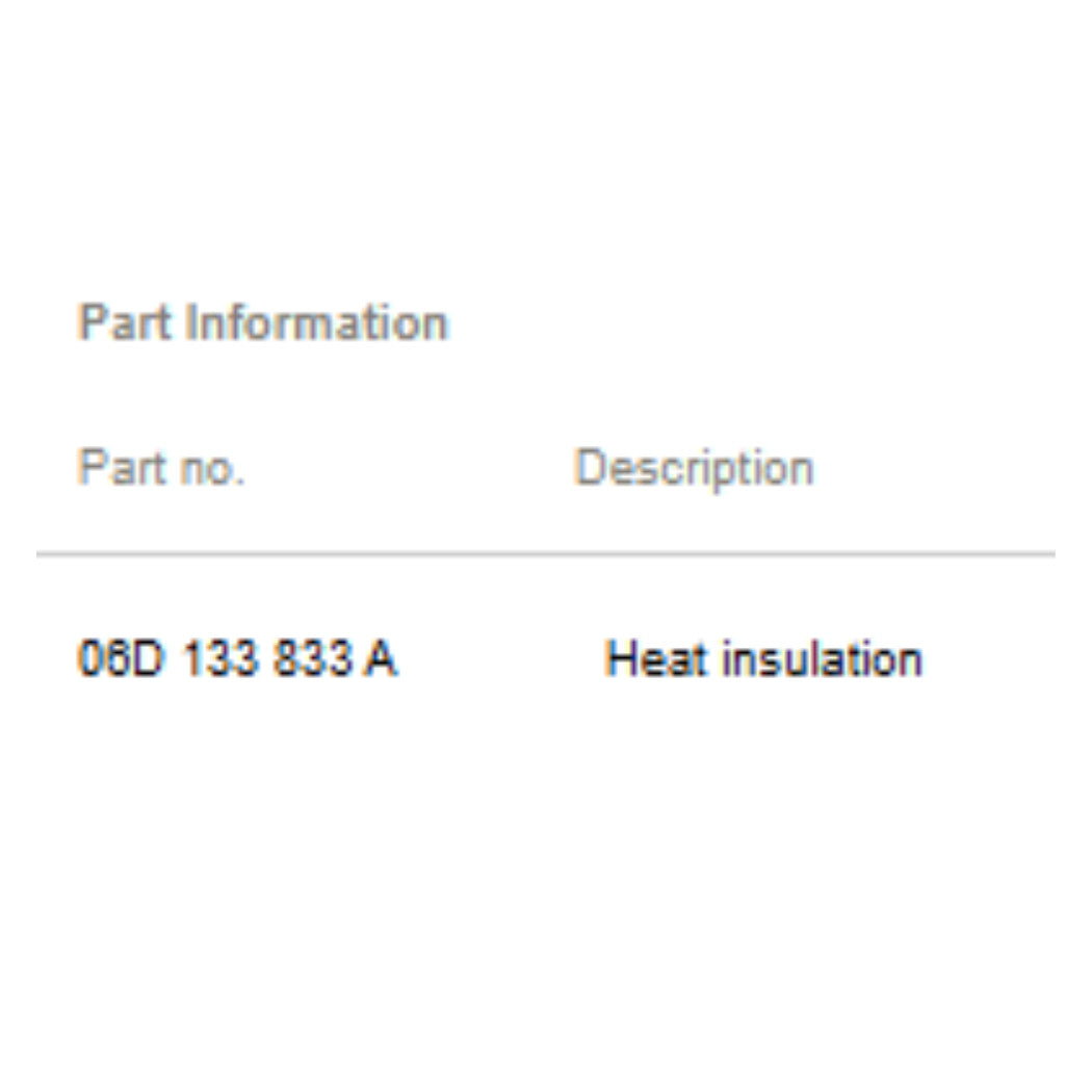 2012 Audi A4 Heat Insulation Used OEM 06D133833A