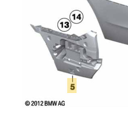 2011–2016 BMW 520i Rear Bumper Mount Bracket Left Side USED OEM 51127184767