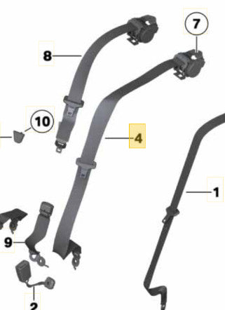 2013 BMW 520i Rear Center Seat Belt Assembly Used OEM 72119163241