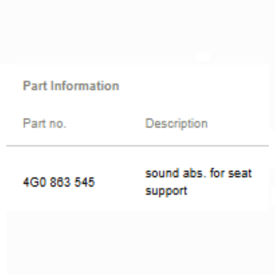 2012–2018 Audi A6 / A7 Seat Sound Absorber / Under-Seat Liner Used OEM 4G0863545