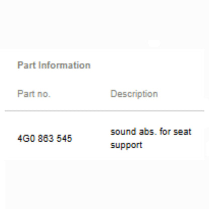 2012–2018 Audi A6 / A7 Seat Sound Absorber / Under-Seat Liner Used OEM 4G0863545