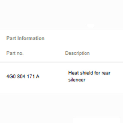 2011–2018 Audi A6 Rear Left Exhaust Heat Shield Used OEM 4G0804171A