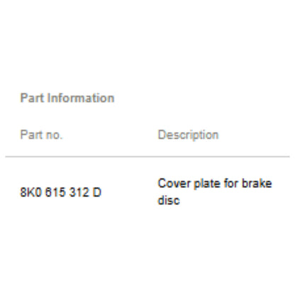 2012 Audi Front Right Brake Disc Dust Shield Cover Plate USED OEM 8K0615312D