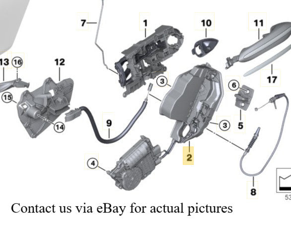 2011–2016 BMW 520i Rear Left Door Lock Latch Assembly USED OEM 51227229459