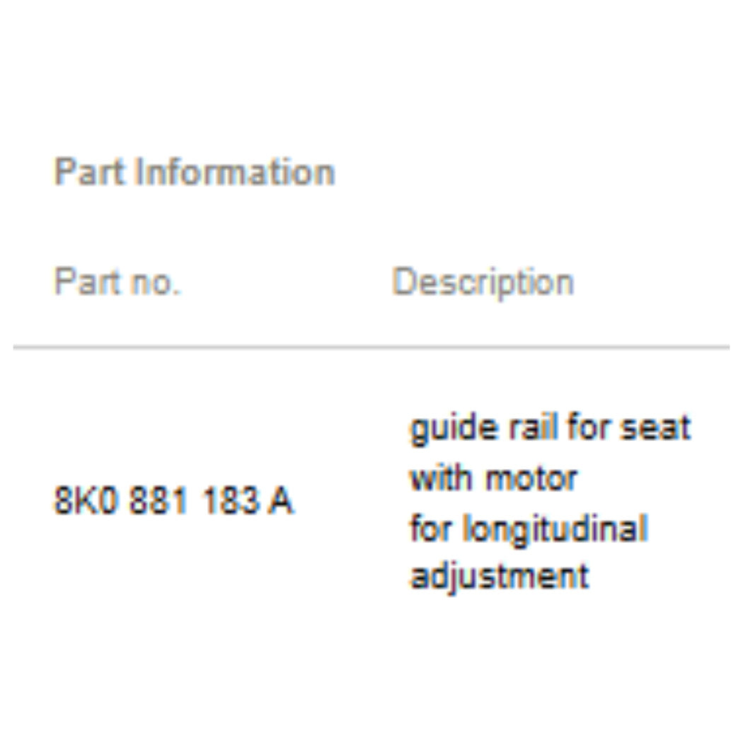 2008–2016 Audi A6 Front Left Seat Rail Used OEM 8K0881183A