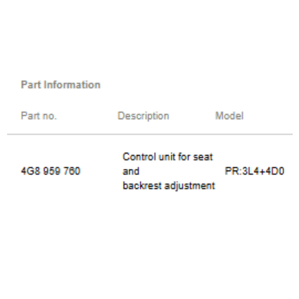 2012–2018 Audi A6 / A7 Power Seat Control Module Used OEM 4G8959760