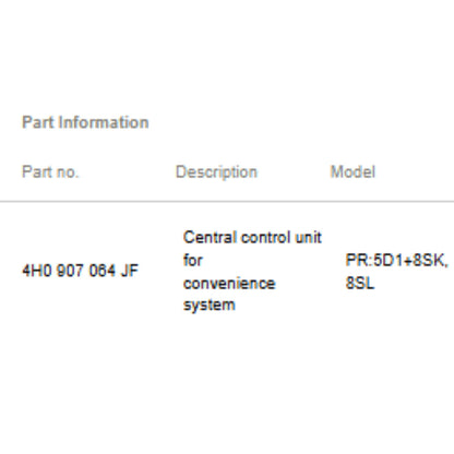 2012-2018 Audi A6 A7 OEM Central Control Unit Convenience System 4H0907064JF
