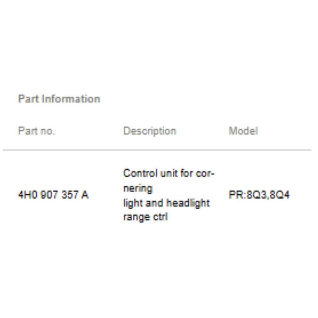 2011-2014 Audi A6 A7 A8 Headlamp Range/Cornering Control Module OEM 4H0907357A