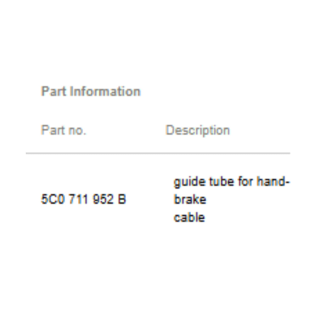 2011–2015 VW Jetta Guide Tube (Handbrake Cable) Used OEM 5C0711952B