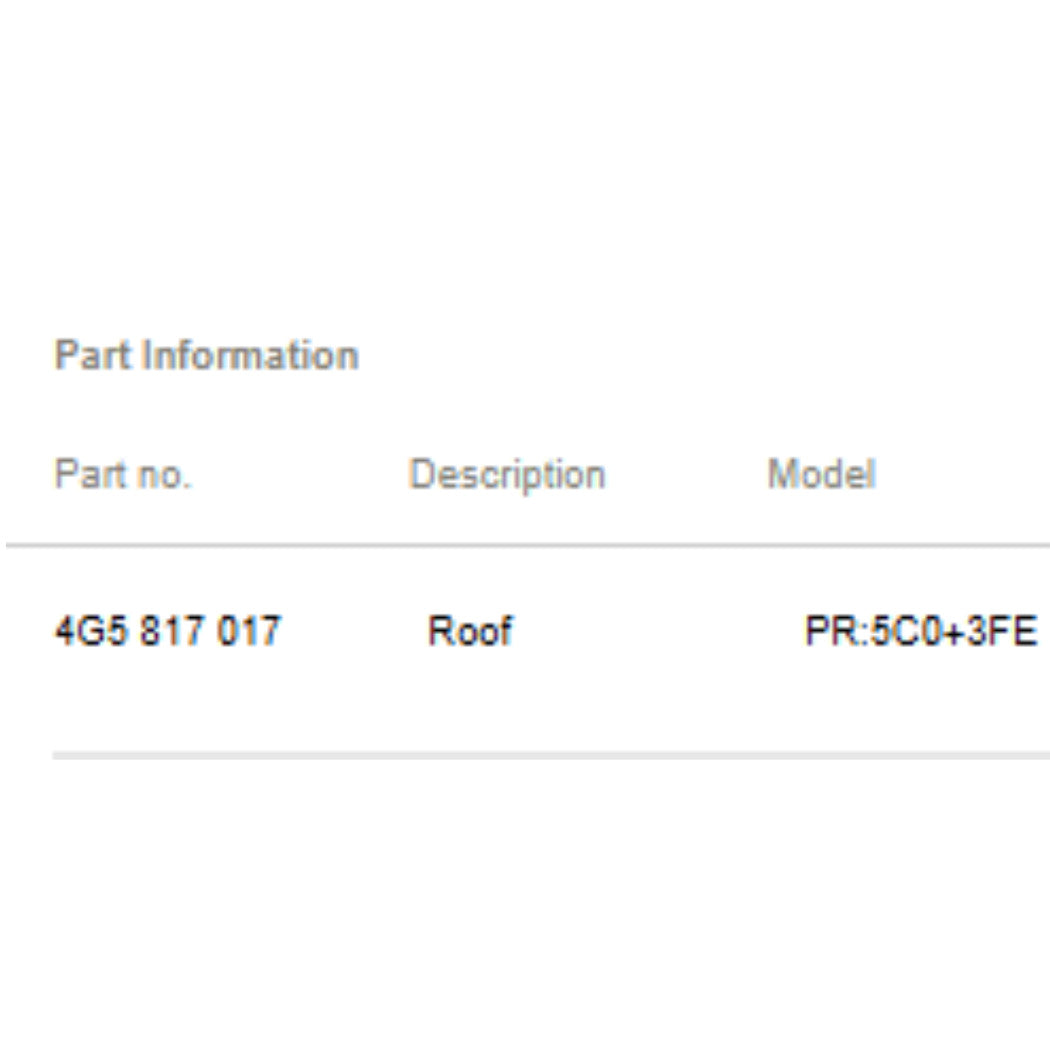 2012–2018 Audi A6 S6 Roof Panel Assembly Used OEM 4G5817017