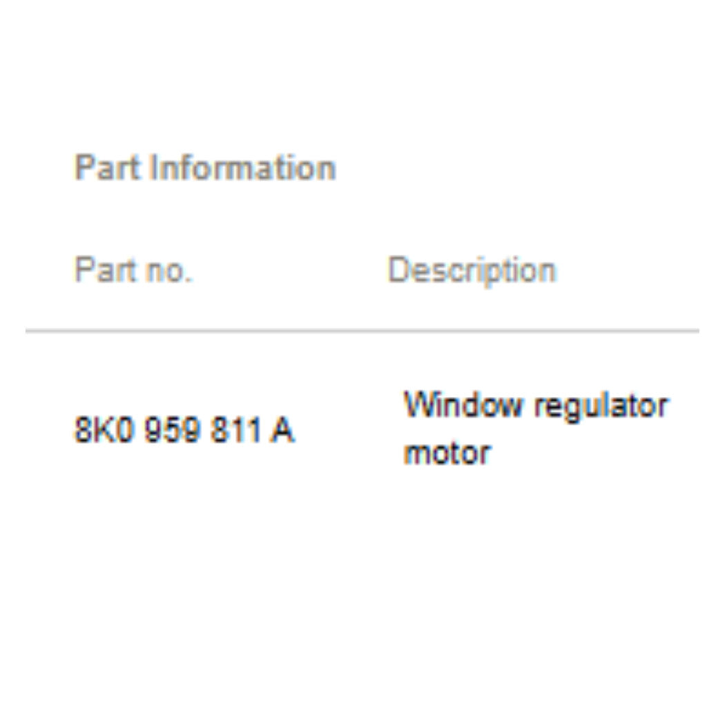 2012–2018 Audi A6 Rear Left Window Motor Used OEM 8K0959811A