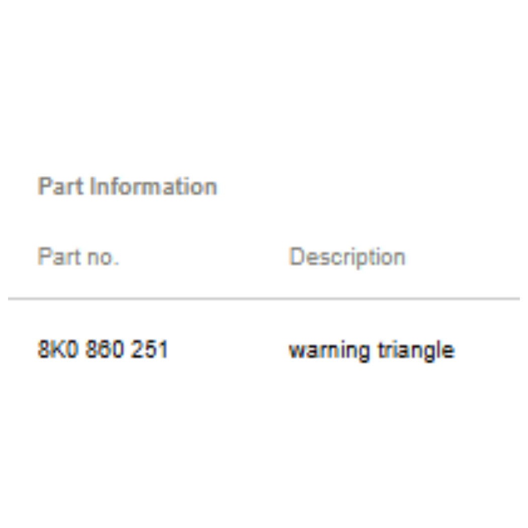 2012 VW Jetta Warning Triangle Used OEM 8K0860251