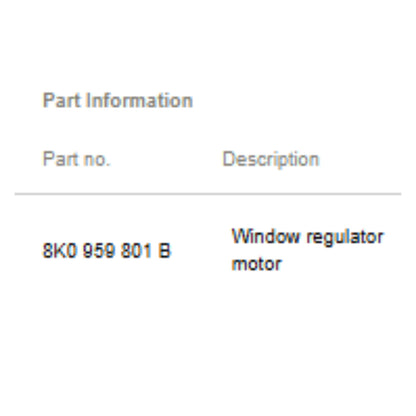 2012–2018 Audi A6 Front Left Window Regulator Motor Used OEM 8K0959801B