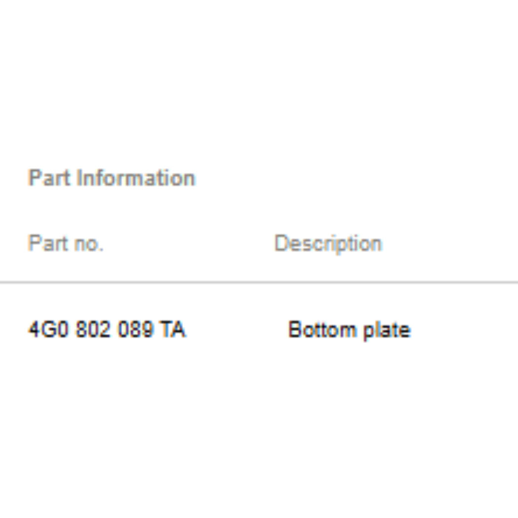 2014 Audi A6 Floor Extension Rear Lower OEM 4G0802089TA