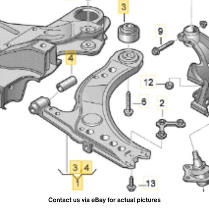 2012 VW Jetta Front Right Lower Control Arm Used OEM 5C0407152B