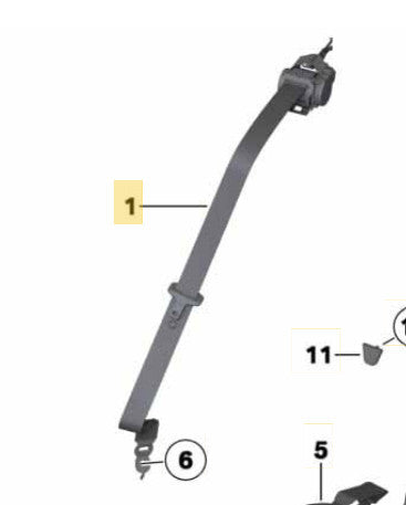 2011–2016 BMW 520i Rear Upper Seat Belt Assembly USED OEM 72119163237
