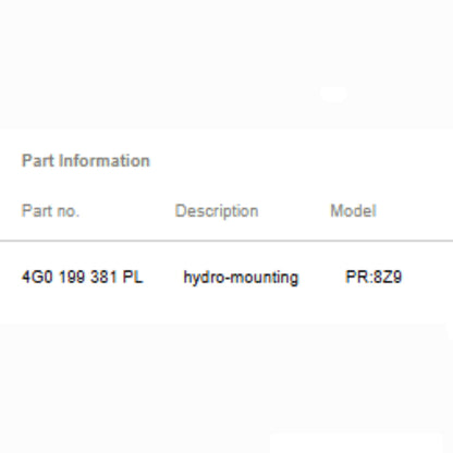 2012–2018 Audi A6/S6 Engine Mount Left OEM 4G0199381PL