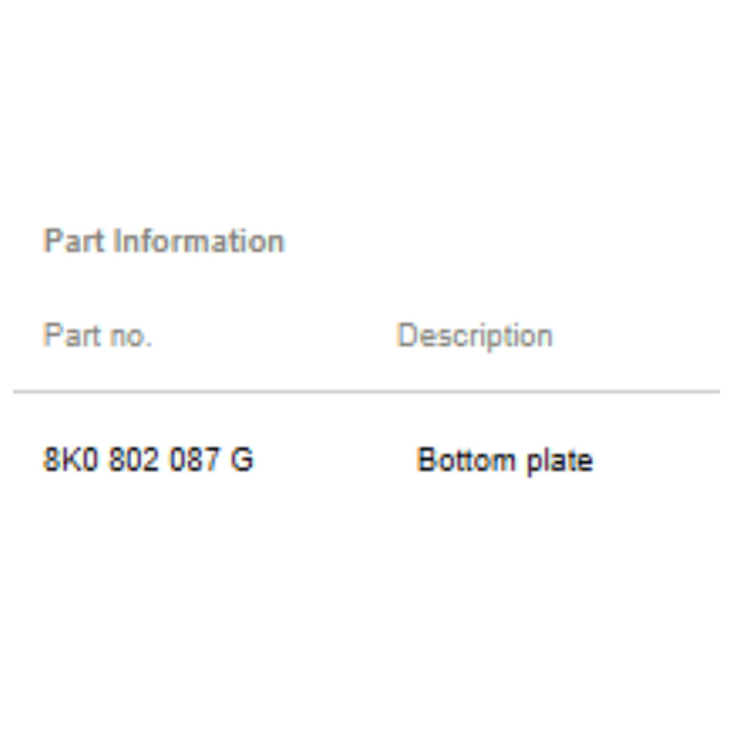 2009–2012 Audi A4  Bottom Plate Rear USED OEM 8K0802087G