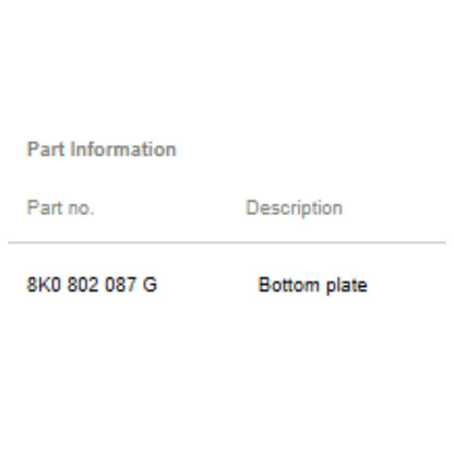 2009–2012 Audi A4  Bottom Plate Rear USED OEM 8K0802087G