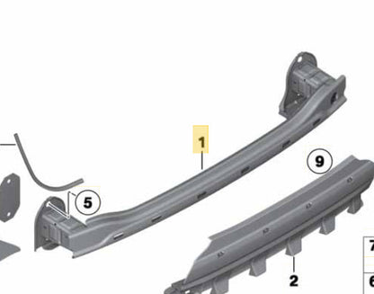 2013 BMW 520i Rear Bumper Reinforcement / Support Beam Used OEM 51127184769