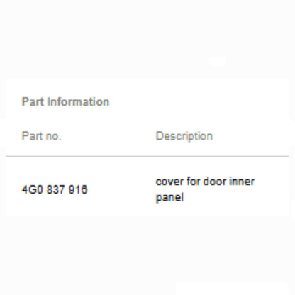 2012–2018 Audi A6 Right Front Door Access Cover Used OEM 4G0837916A
