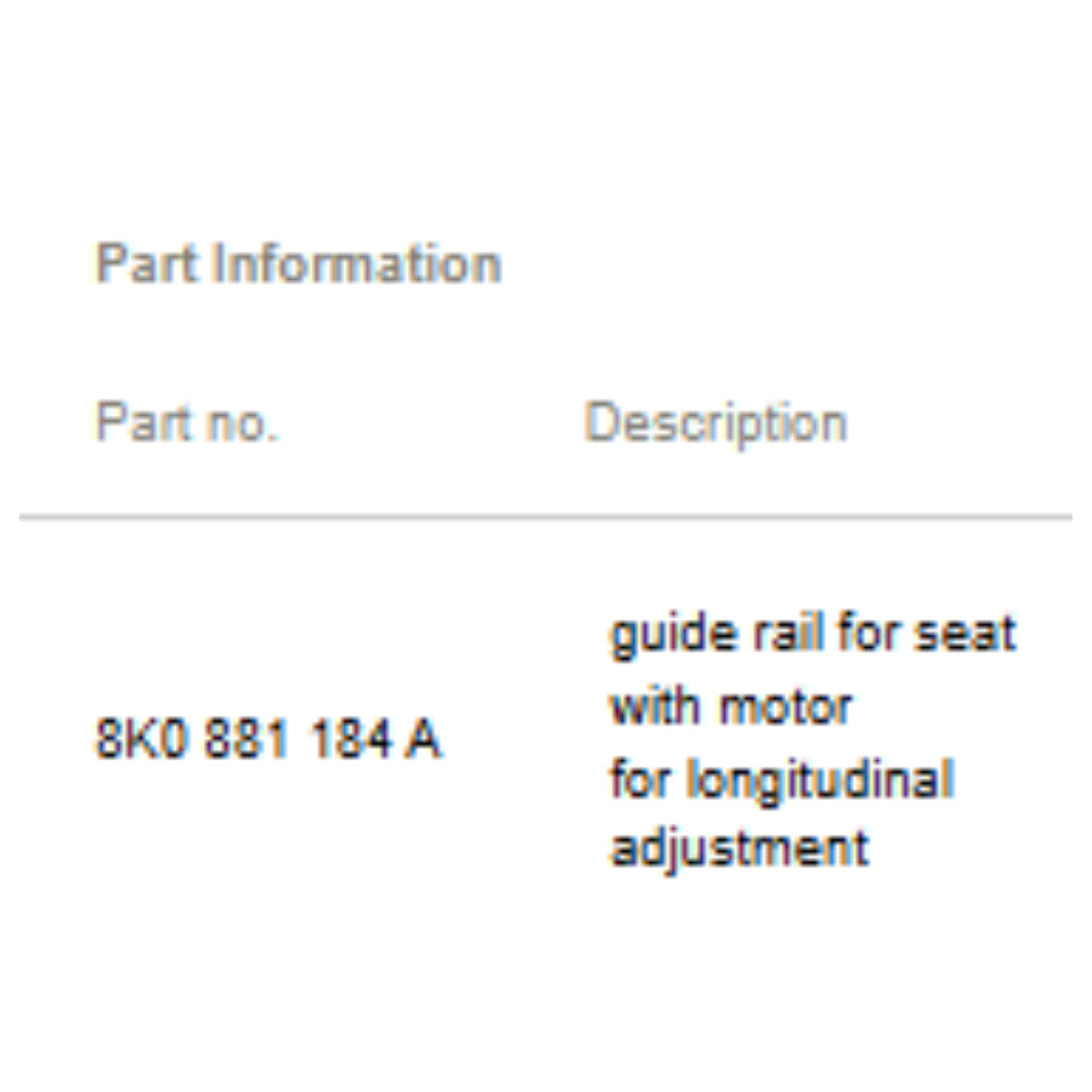 2008–2018 Audi A6 Front Right Seat Rail Used OEM 8K0881184A